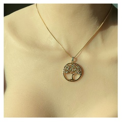 fashion round hollow copper inlaid zircon woodpecker dragonfly butterfly pendant necklace