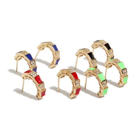 vintage inlaid zircon bamboo section multi-color copper earrings wholesale's discount tags