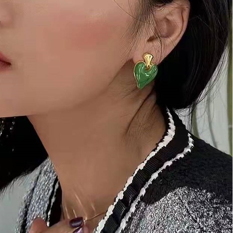 retro simple color enamel glaze heart shaped earrings wholesale NHCT645537's discount tags