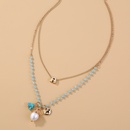simple fashion alloy natural rice bead pendant doublelayer clavicle chain stacking necklacepicture8
