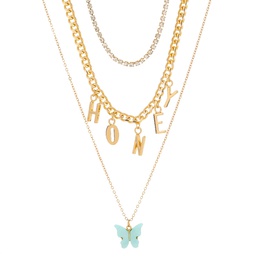 Creative retro letters butterfly pendant necklace multilayer stacking necklace collarbone chainpicture11