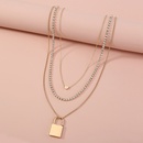 fashion alloy inlaid rhinestone lock pendant multilayer necklace wholesalepicture6