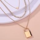 fashion alloy inlaid rhinestone lock pendant multilayer necklace wholesalepicture8