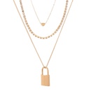 fashion alloy inlaid rhinestone lock pendant multilayer necklace wholesalepicture10