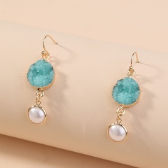 fashion simple blue crystal cluster symmetrical pearl earrings wholesale