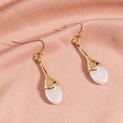 fashion geometric water drop pearl long tassel metal earrings