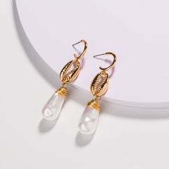 pendientes de perlas barrocas de oro mate de aleación geométrica de perlas con incrustaciones de moda