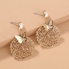 retro butterfly hollow metal geometric creative earrings wholesale