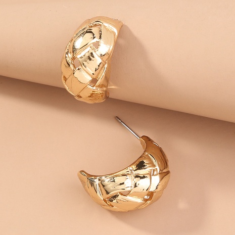 retro metal geometric hollow simple C type earrings wholesale NHDB645599's discount tags