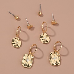 simple combination set metal C-shaped sky star earrings wholesale