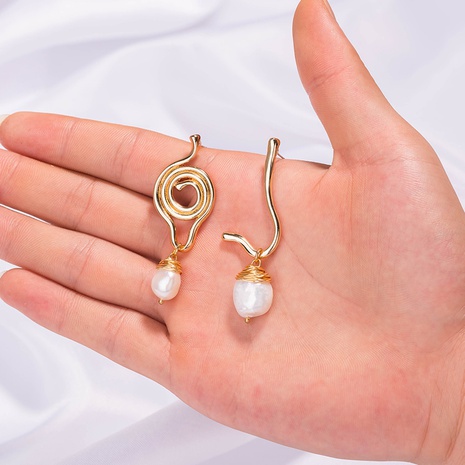 fashion inlaid pearl irregular alloy earrings wholesale NHDB645622's discount tags