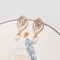 fashion pearl geometric natural pearl shell earrings wholesale