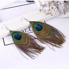 retro tassel feather peacock long earrings wholesale