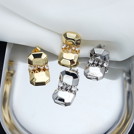retro fashion geometric inlaid zircon copper earrings wholesale NHGI645688's discount tags