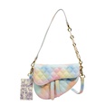 2022 fashion embroidery thread colorful oneshoulder messenger rhombus saddle bag 23185cmpicture15
