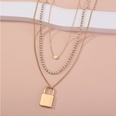 fashion alloy inlaid rhinestone lock pendant multilayer necklace wholesalepicture11