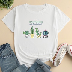 Cartoon Plant Print Ladies Loose Casual T-Shirt
