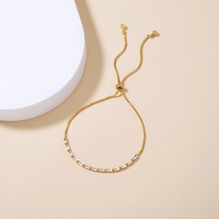 Pulsera de circón cuadrado simple Joyería de mano de diseño de temperamento elegante de oro que combina con todo a la moda