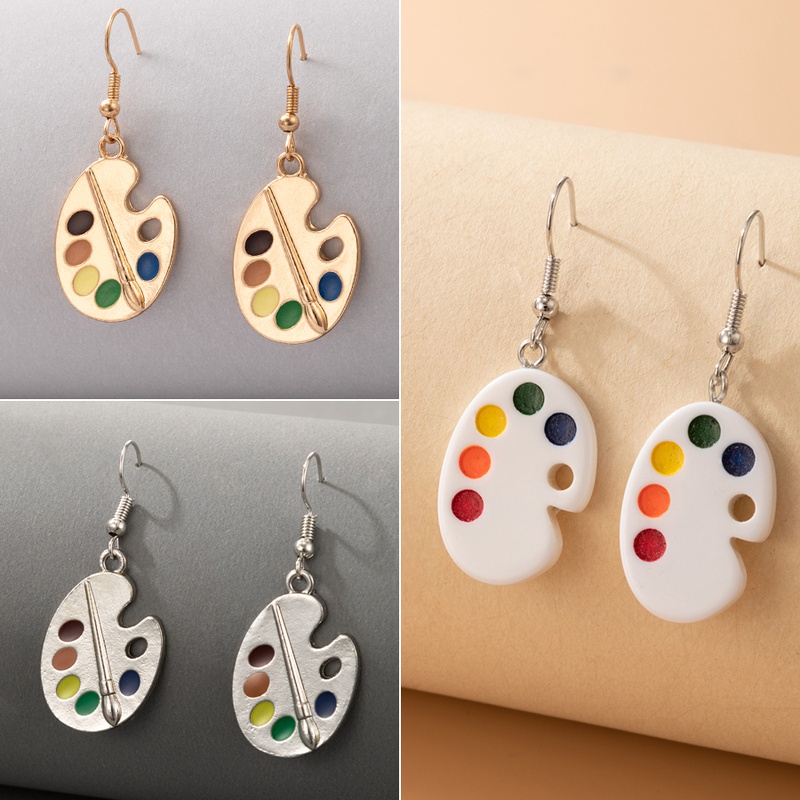 fashion alternative earrings resin palette geometric alloy ear hooks