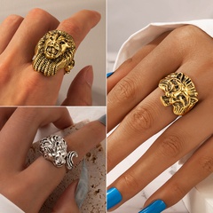 fashion trend jewelry lion head retro ring animal exaggerated metal ring