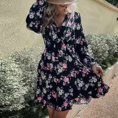 spring and summer fashion retro floral print dress