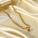 retro stainless steel 14K gold Cuban chain ball bead pendant spring buckle necklacepicture9