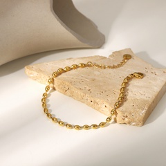 Nueva moda, joyería de cuentas ovaladas simples, pulsera de acero inoxidable chapada en oro de 14 quilates
