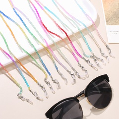 Simple hand-beaded rainbow-colored crystal glasses mask chain dual-use extension chain