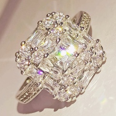 full diamond micro-encrusted zircon copper ring women's fashion engagement hand jewelry