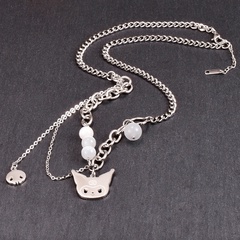 Korean reflective beads cat stitching hip-hop titanium steel collarbone chain