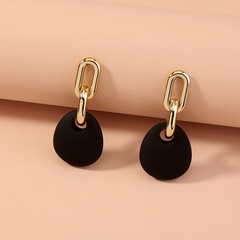 simple contrast color golden tassel geometric water drop alloy earrings wholesale
