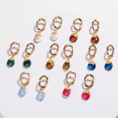 vintage multi-color natural stone pendant simple drop earrings wholesale