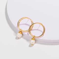 fashion brands exaggerated double circle pearl drop earrings wholesale