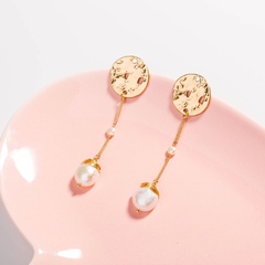 fashion bump pattern inlaid pearl long tassel drop earrings wholesale