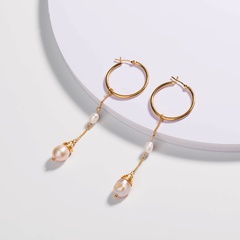 fashion pearl long tassel pink pearl drop earrings wholesale