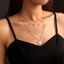 fashion ladies butterfly letter pendent multilayer alloy necklace collarbone chainpicture6