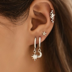 Korean sweet fashion star crescent pendant alloy diamond ear clip