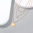 collier de zircon de cuivre de pendentif de carte ronde simple multicouche de femmes de modepicture4
