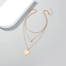 collier de zircon de cuivre de pendentif de carte ronde simple multicouche de femmes de modepicture6