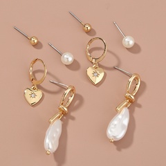 simple pearl heart shaped inlaid rhinestone drop earrings wholesale