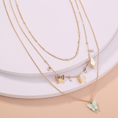 fashion alloy butterfly tassel pendent multi-layer necklace fashion women's necklace