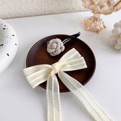 Retro white camellia fashion bow ribbon hair accessories baroque headdress