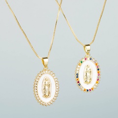 fashion copper-plated real gold micro-set zircon Virgin Mary pendant necklace