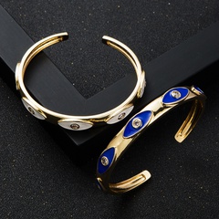 fashion copper gold-plated micro-set zircon drip oil devil's eye open bracelet accessories