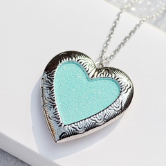 simple drip oil luminous photo box heart openable pendant alloy necklace