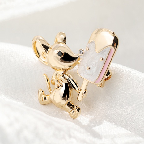 Simple ice cream mouse cute sweet alloy brooch animal accessories's discount tags