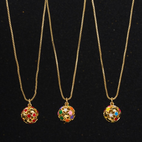 fashion copper gold-plated oil drop spherical pendant necklace female's discount tags
