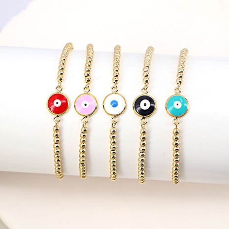 simple fashion drop oil eye accessories metal bead copper bracelet's discount tags