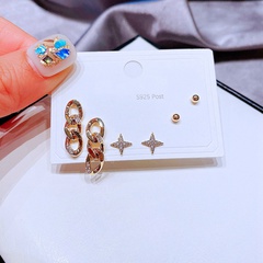 fashion inlaid zircon micro-set hollow chain star copper earrings