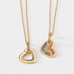 simple heart necklace imitation diamond thin chain geometric metal necklace